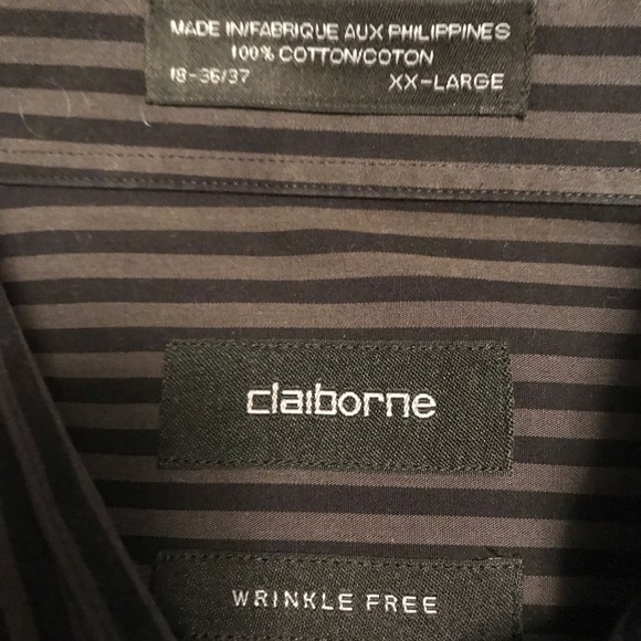 Claiborne 18 36/37 XXL Black/Grey Shirt - Picture 3 of 3